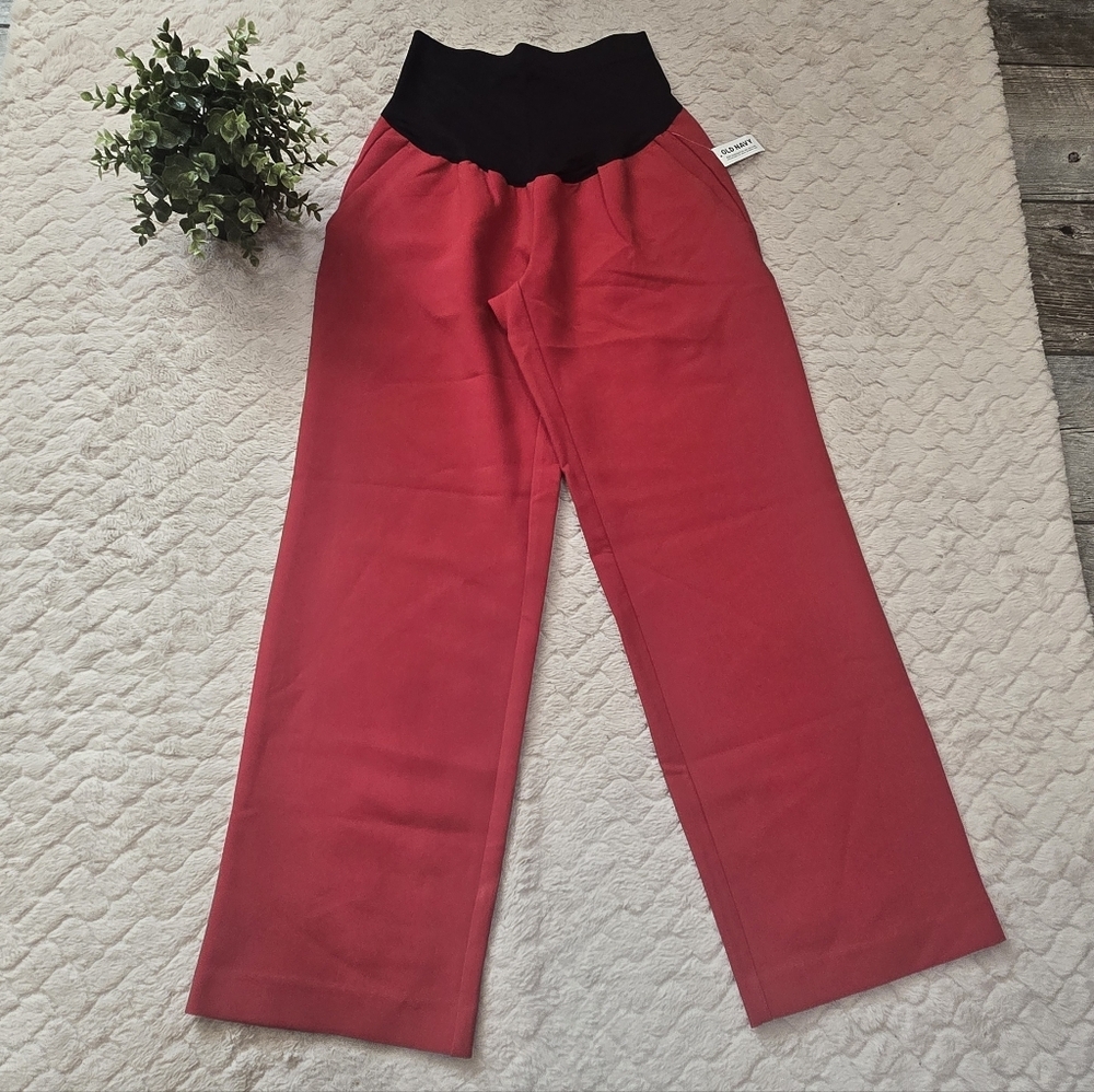 Old Navy Maternity Red Wide-Leg Over-the-Belly Pants, Size Medium